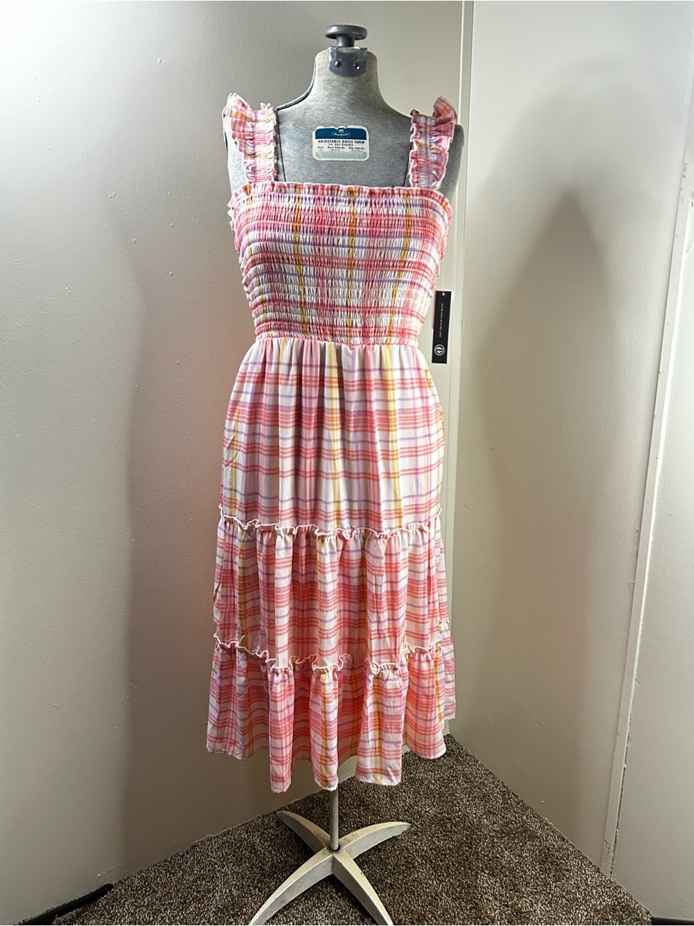 New Pink Plaid Dress